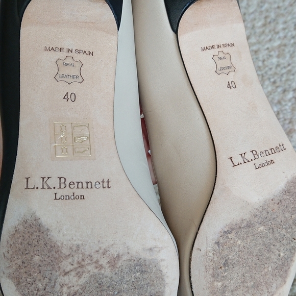 LK Bennett Black and Cream pointy toe with bow pump size 39.5 - Picture 14 of 16